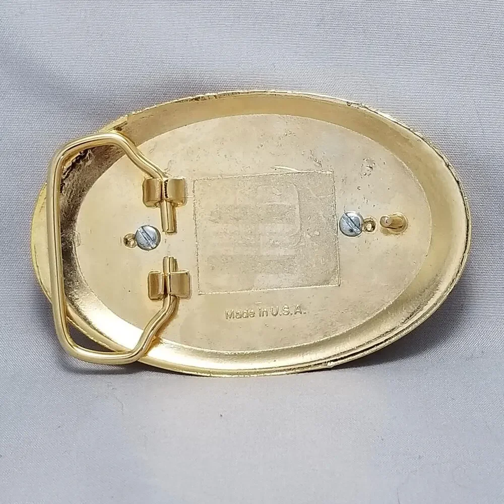 Vintage Gold Tone‎ Oval Belt Buckle with Pinecone Center Piece